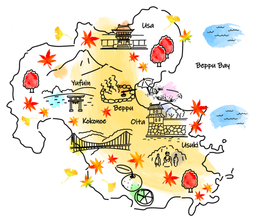 map of Oita province